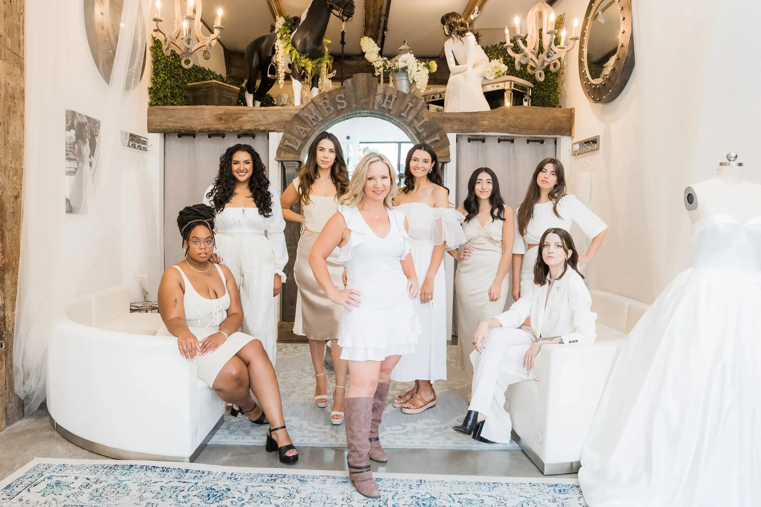 image shows the team at lambs hill bridal boutique