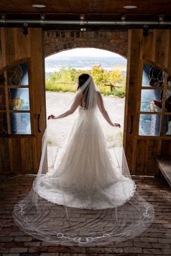 Charlotte Guernsey Equestrian Veil Cathedral Length #2 Ivory thumbnail