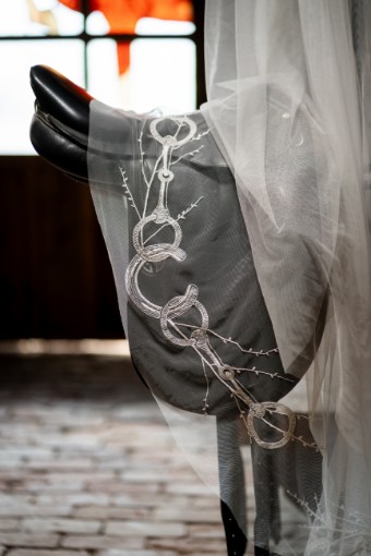 Charlotte Guernsey Equestrian Veil Cathedral Length #4 Ivory thumbnail