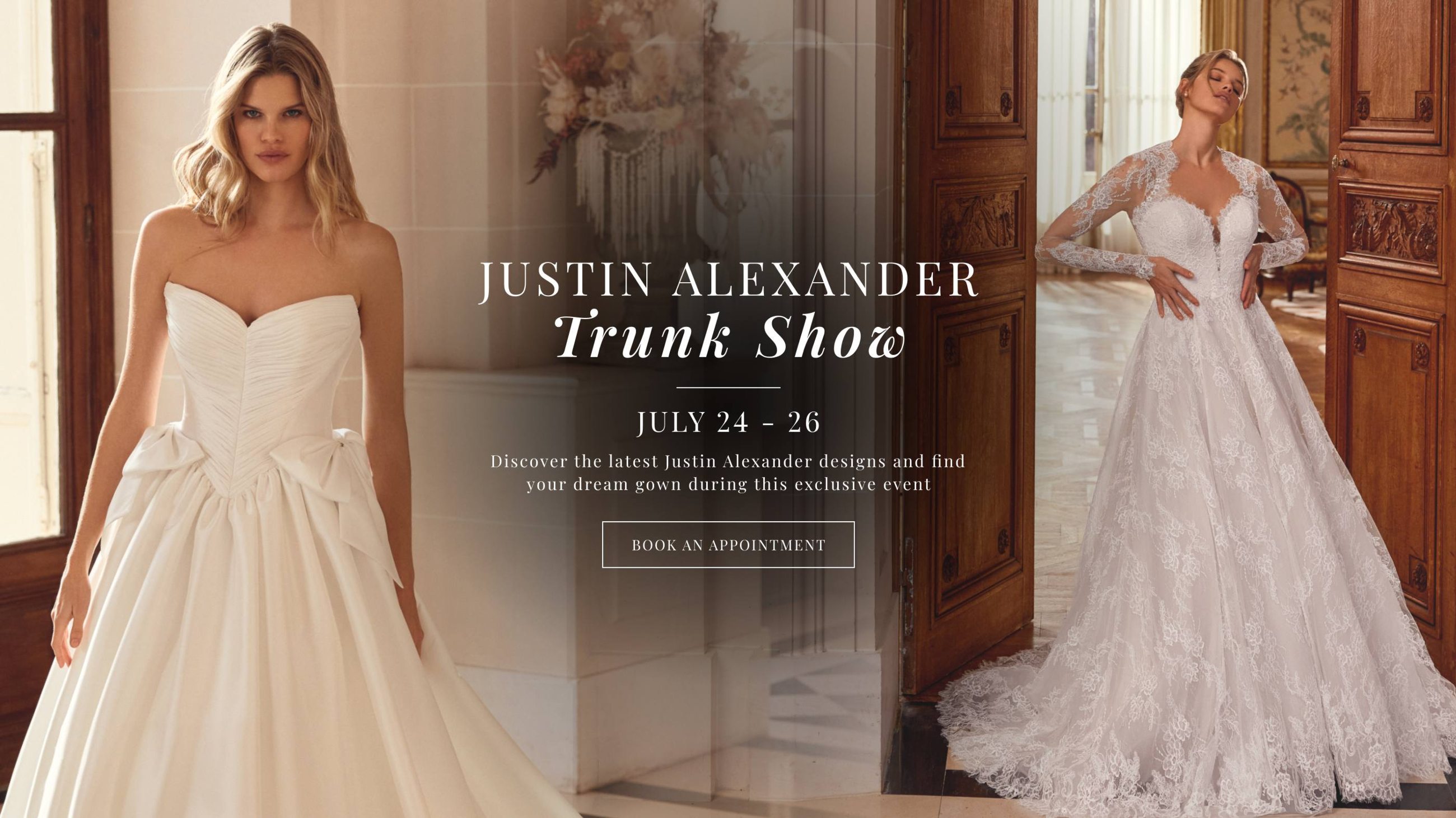 justin alexander trunk show july 2026