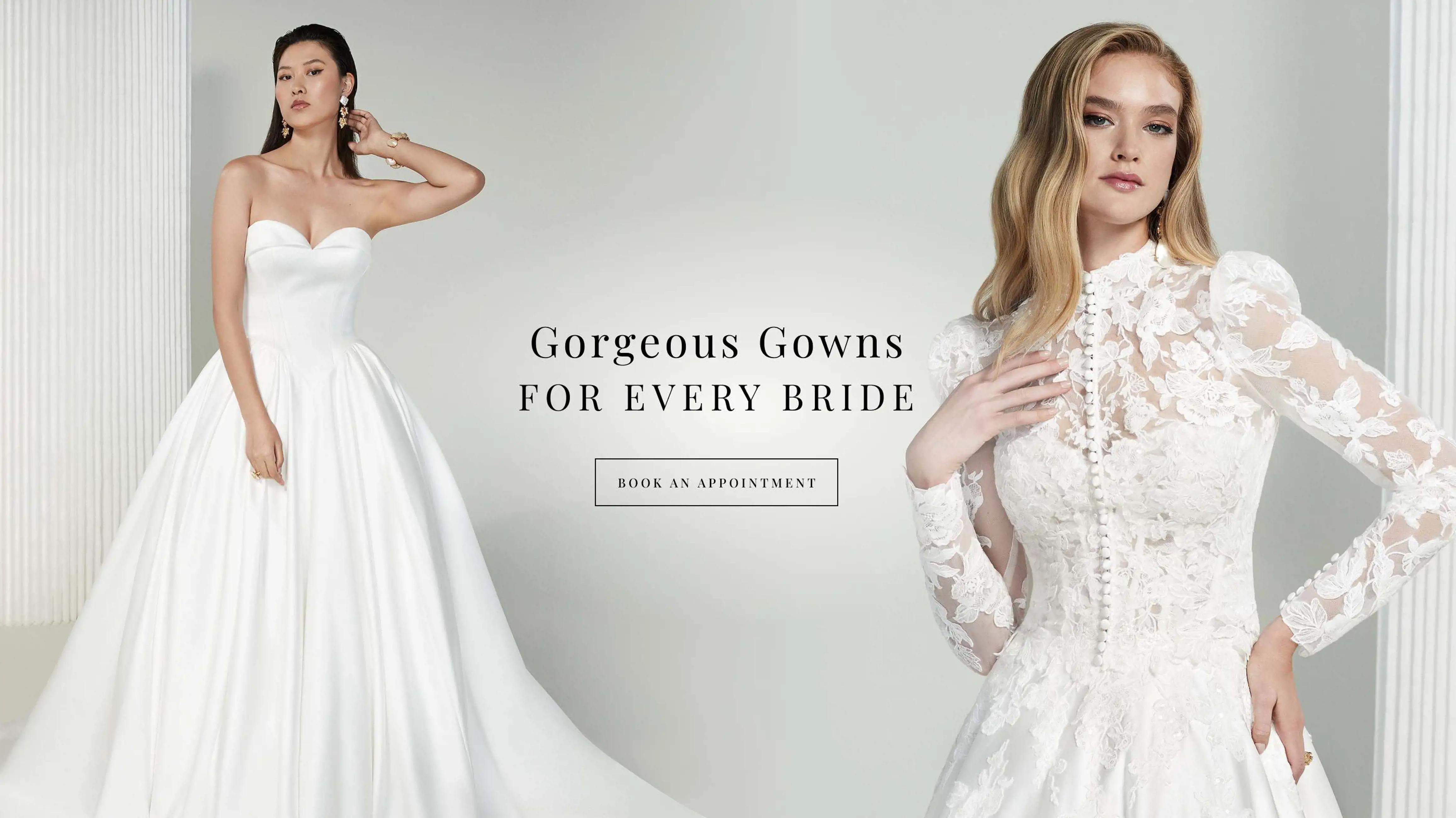 "Gorgeous Gowns For Every Bride" banner for desktop